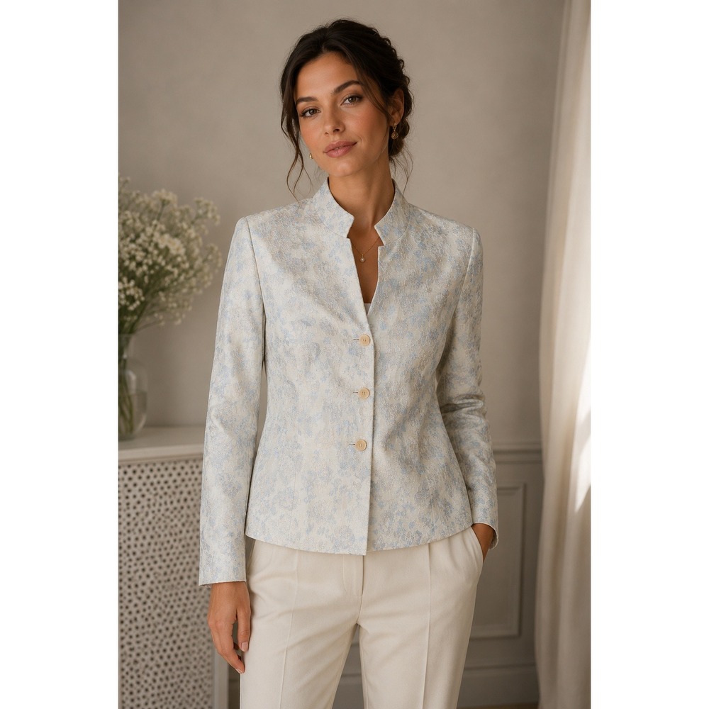 Kate Hill Floral Brocade Cottage Capsule Blazer Timeless Hamptons Jacket Size 18